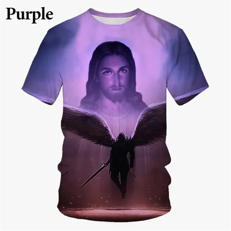 3d Printing Jesus Graphic Tshirt Summer Short Sleeve Casual Christian T-shirt For Men Plus Size Streetwear Tee Tops Men T Shirts