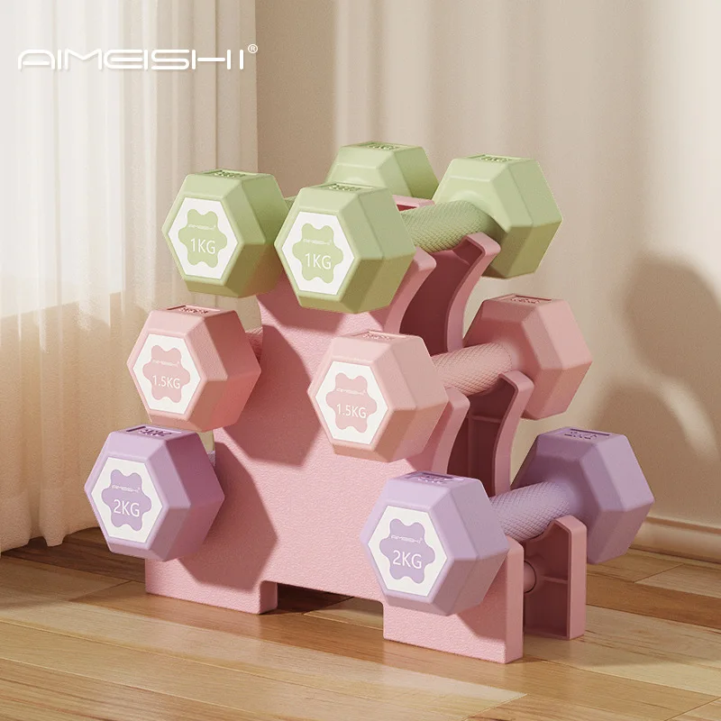 Hexagonal Dumbbell Set With Rack Non-Slip Grip Eco-Friendly Material For Home Gym Fitness Strength Training Women Men Beginners