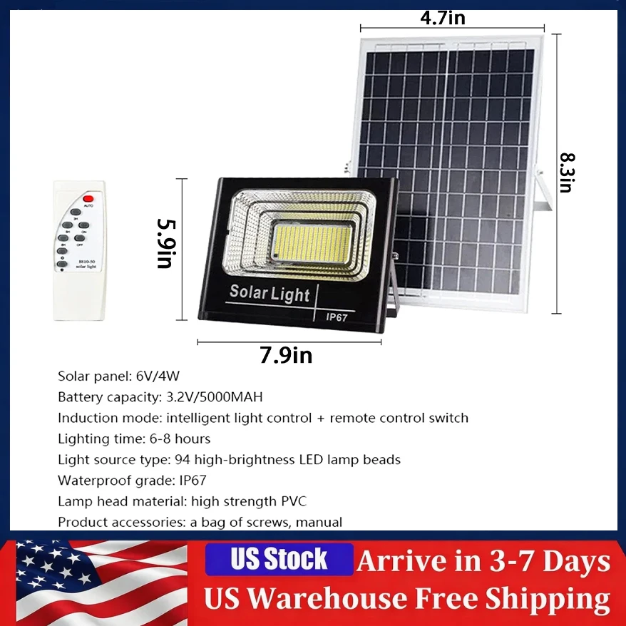 

600W Outdoor LED Solar Flood Light Street Waterproof Street Lamp Wall Lamps For Garden Street Flood Lights with Remote Control