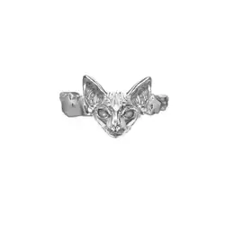 Fashion Silver Color Hairless Cat Rings Metal Y2K Adjustable Cat Rings for Men Women's Party Jewelry Accessories Gifts