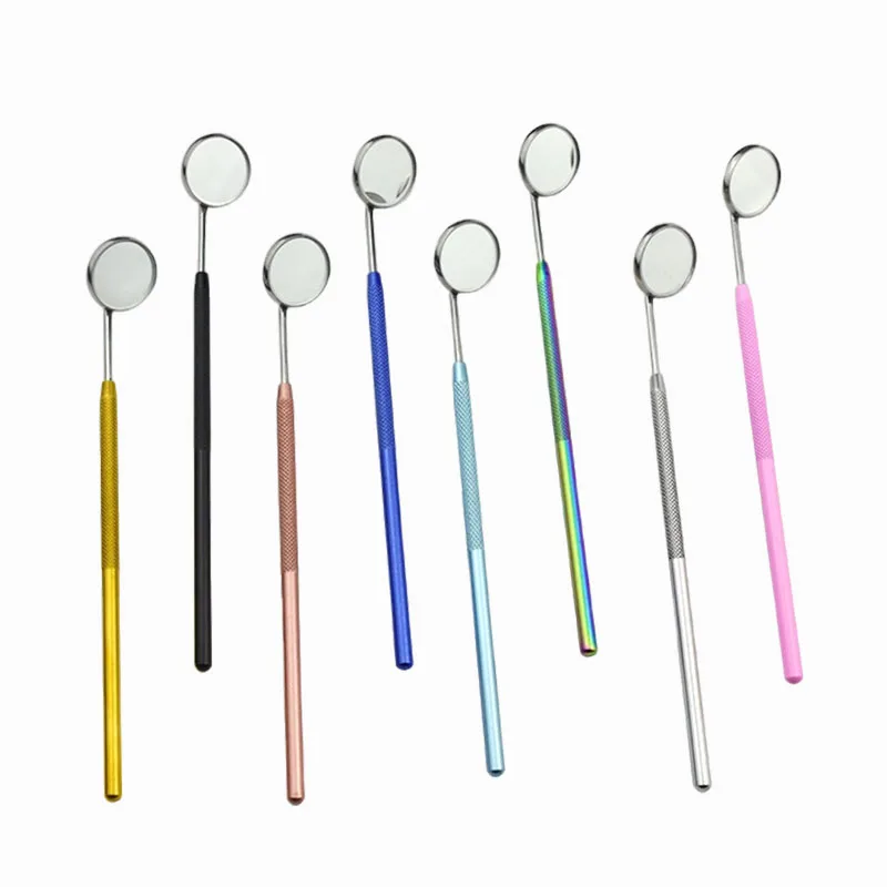 

1/5/10/20/50Pcs Dental Mouth Mirror Steel Handle 8 Colors Mirrors Eyelash Extension Magnifying Inspection Mirror Dental Tools