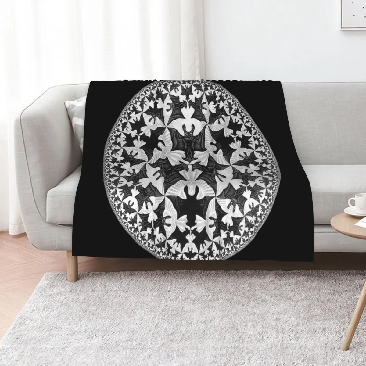Circle Limit IV (Bats Pattern), by Maurits Cornelis Escher Throw Blanket Hairy Vintage Luxury St Single Blankets