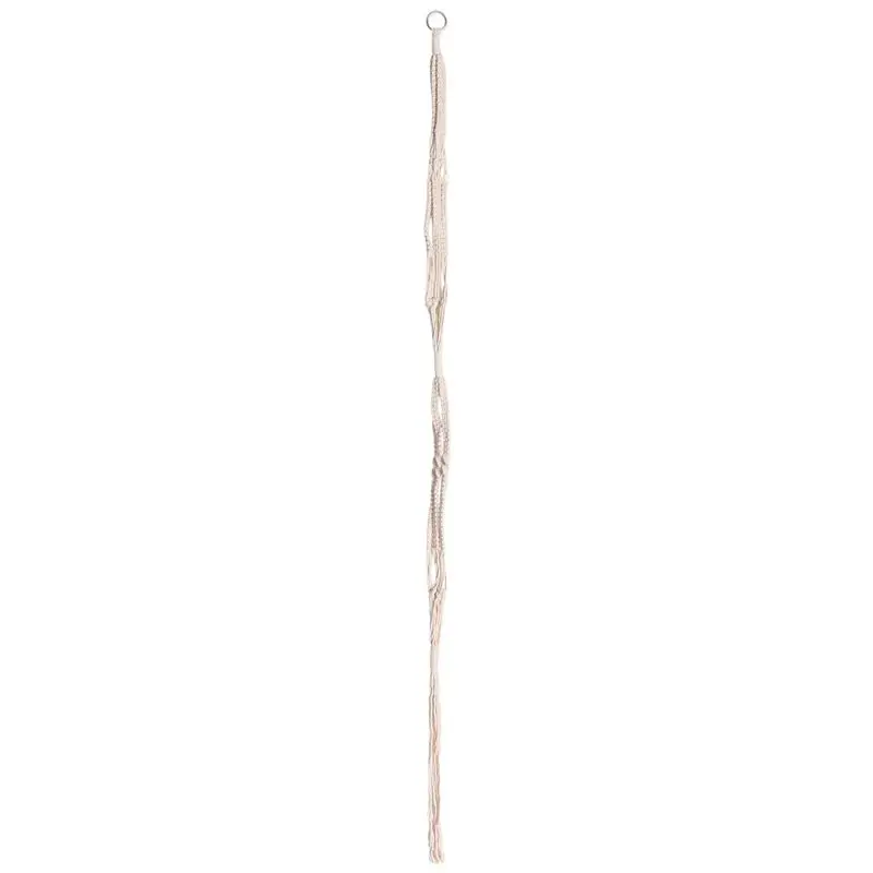 ABJI-Macrame Double Plant Hanger Indoor Outdoor 2 Tier Hanging Planter Cotton Rope 4 Legs 67 Inch