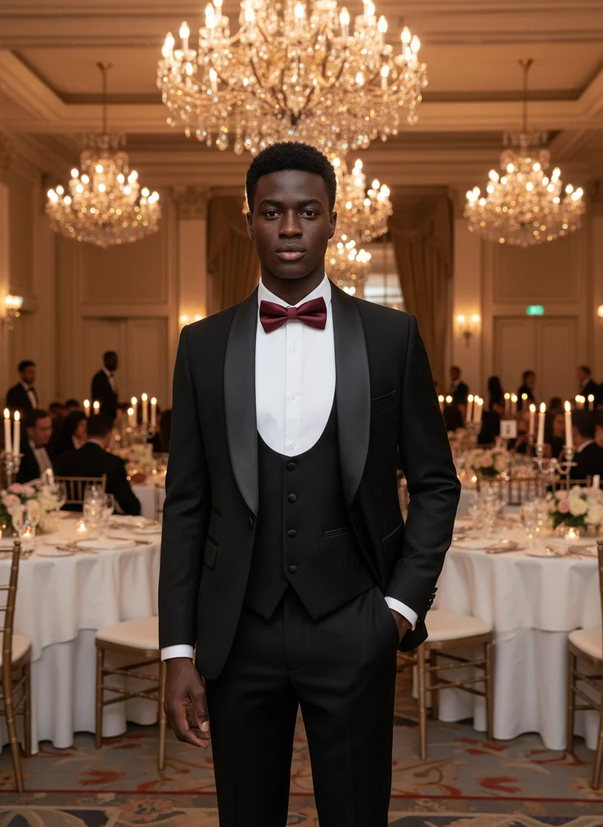 

ST Cassy Men's suit black collar formal dress wedding three-piece suit orthodox suit vest pants