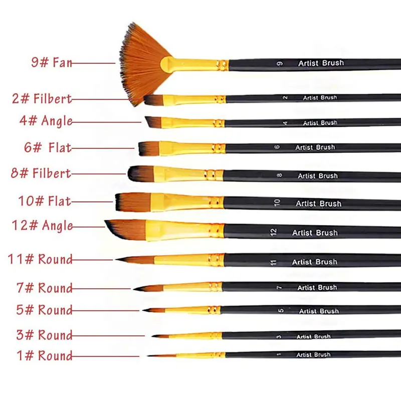 12 шт., набор кистей для рисования волос