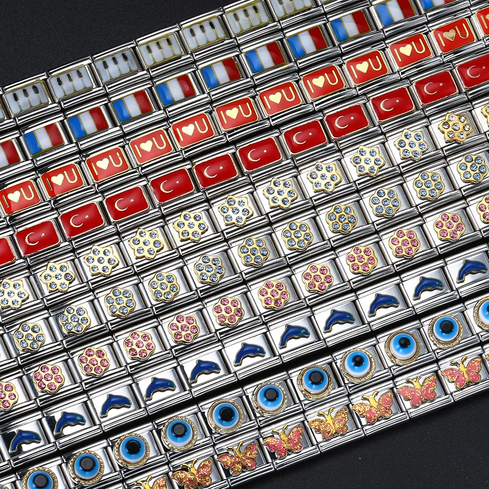 1 Stück Neue Mode Loong Flag Motorrad Damen Handkettenanhänger Italienische Glieder Passend für 9mm Armband Edelstahl Schmuck DIY Herstellung – Detail 4
