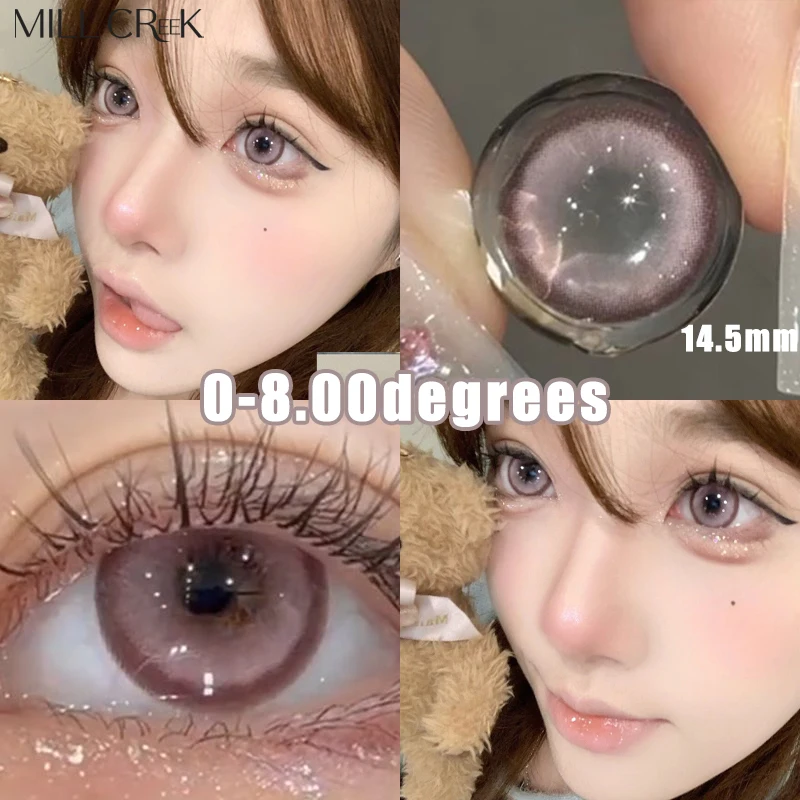 MILL CREEK 1 pair Korean Lenses Colored Contact Lenses with Prescription Purple Myopia Lenses Korean Lenses High Quality Lenses