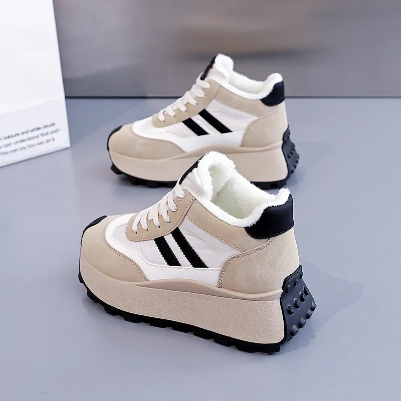 الشتاء سميكة سوليد عالية الجودة المرأة أحذية رياضية غير رسمية الارتفاع زيادة الصوف الدفء نمط جديد مريح #5