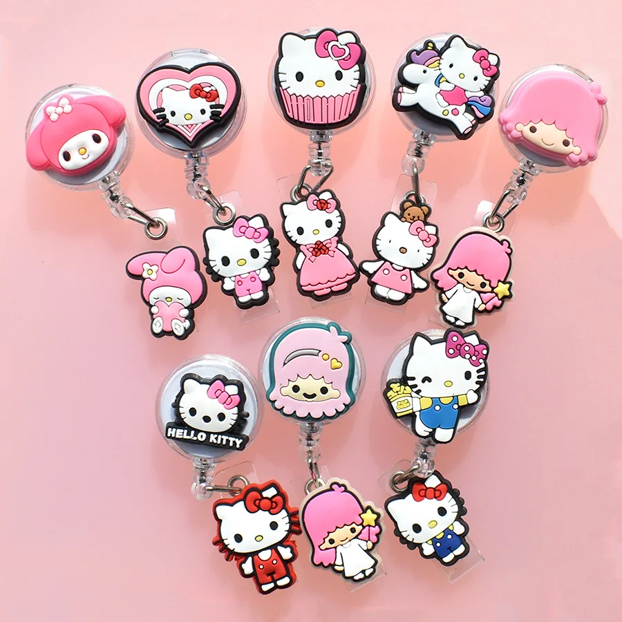 1 Stuks Sanrio Hello Kitty Kuromi Vrienden Keroppi Pvc Badge Reel Werknemers Verpleegster Id Houder Meisje Jongen Intrekbare Naam Kaarthouder Acce