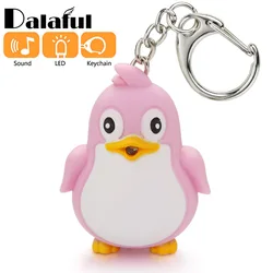 Cute Penguin Keyring LED Torch With Sound Light Keyfob Kids Toy Gift Fun Animal Keyholder Fashlight Keychain K391
