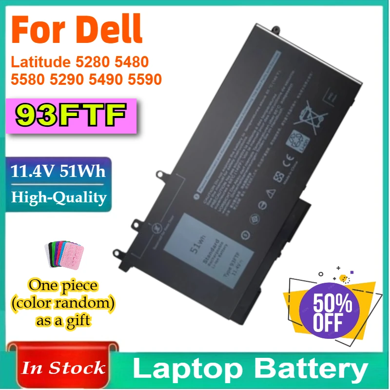 

93FTF 083XPC 4YFVG Laptop Battery for Dell Latitude 5280 5480 5580 5290 5490 5590 Compatible Laptop Batteries