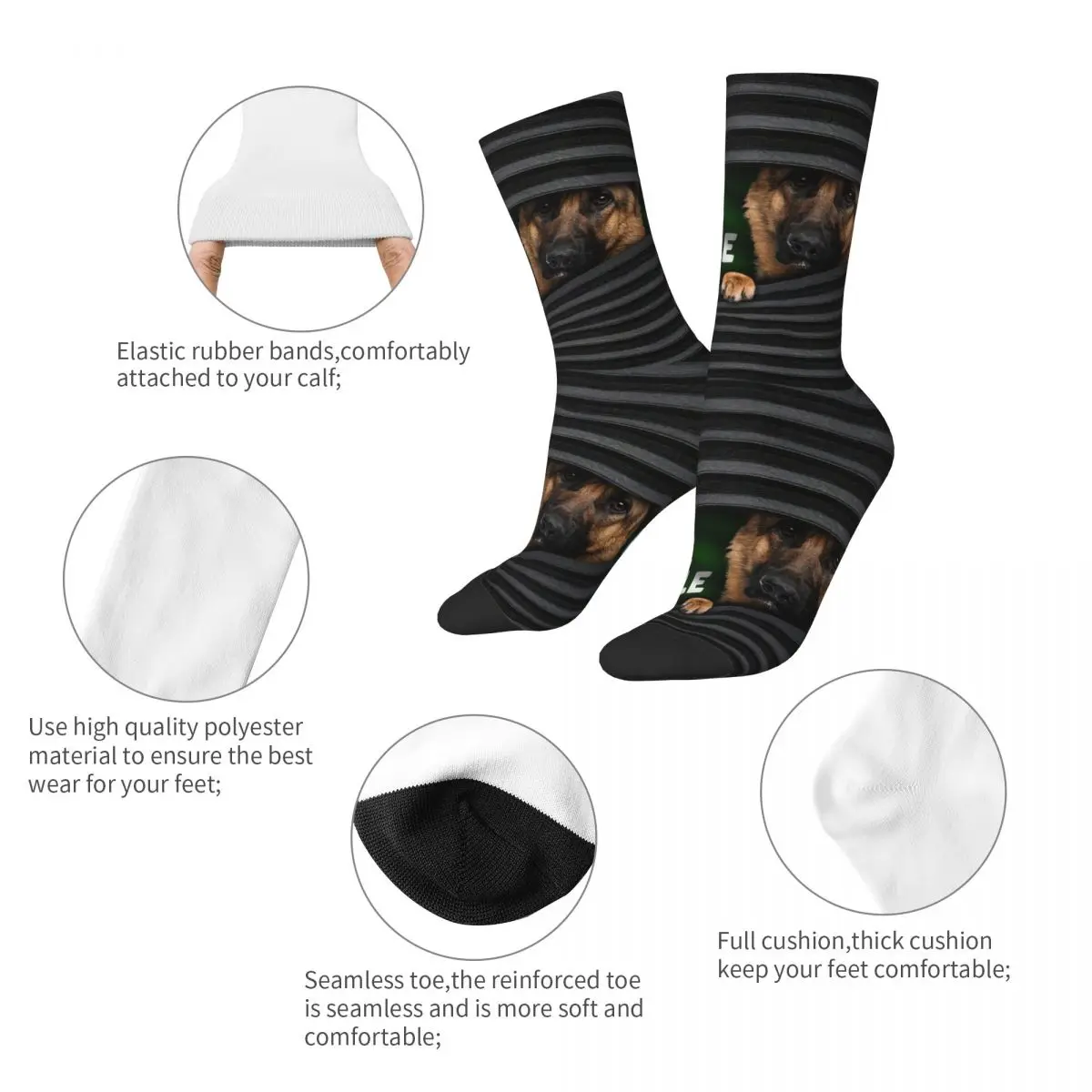 Winter Warm Harajuku Women Men German Shepherd Dog Socks Animal Dogs Sweat Absorbing Football Socks