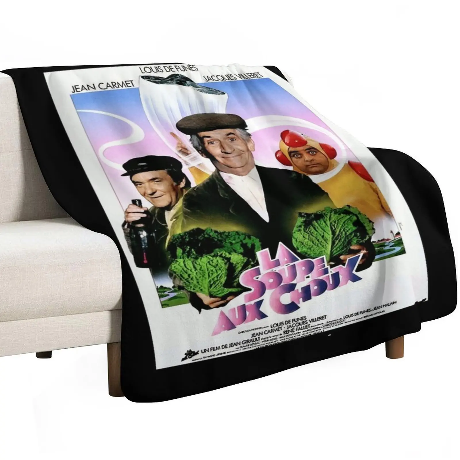 Vintage Soupe Choux The Cabbage Soup 1981 Classic Louis De Funes Comedy Movie Poster Classic Throw Blanket