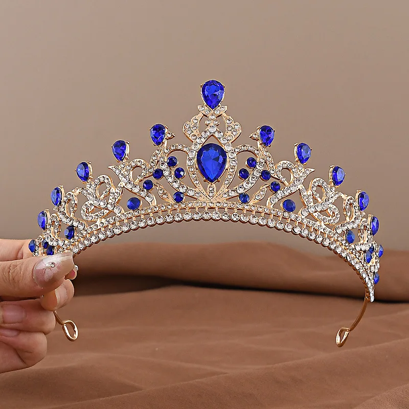Baroque Crystal Tiara Crown Multi-color Rhinestone Princess Headband Wedding Bridal Pageant Prom Birthday Party Hair Accessories