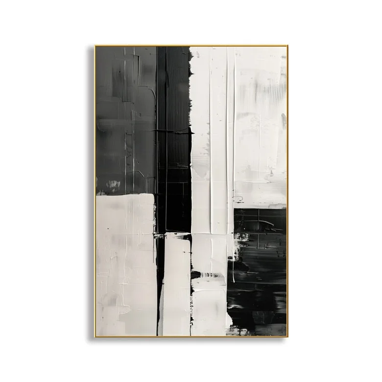

Minimalist black and white gray living room decorative painting floor painting abstract art entrance high sense