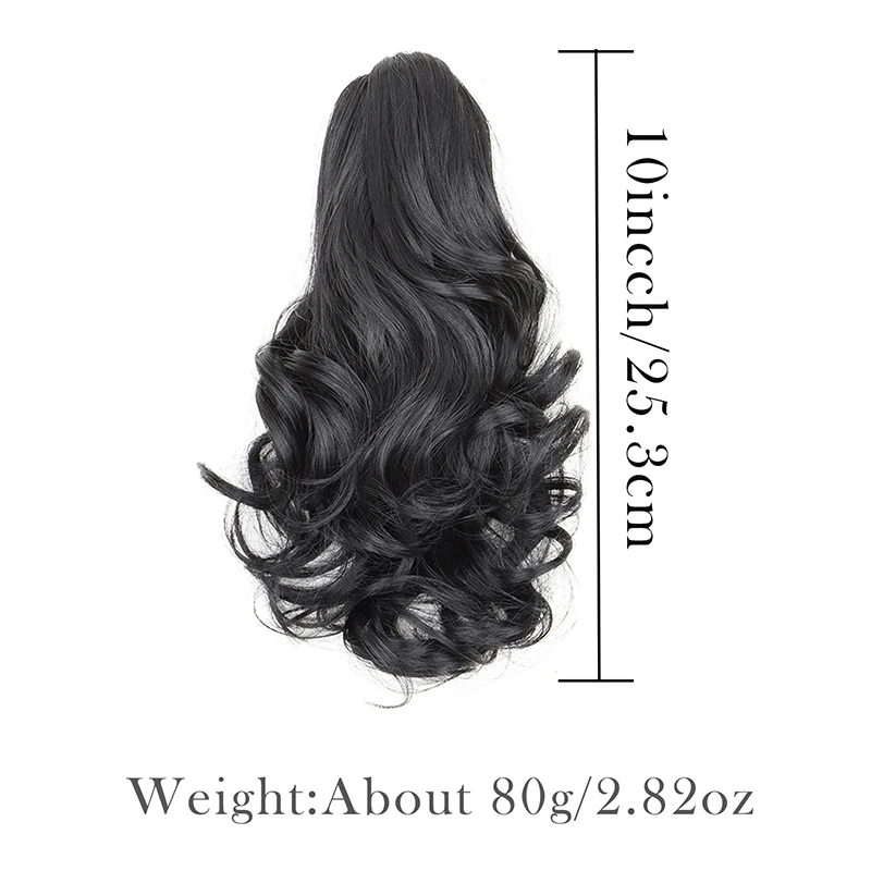 Extensión de cola de caballo con garra ondulada de 10 pulgadas, extensiones de cabello con cola de caballo ondulada corta, piezas de cabello de cola de caballo ondulada sintética para mujeres