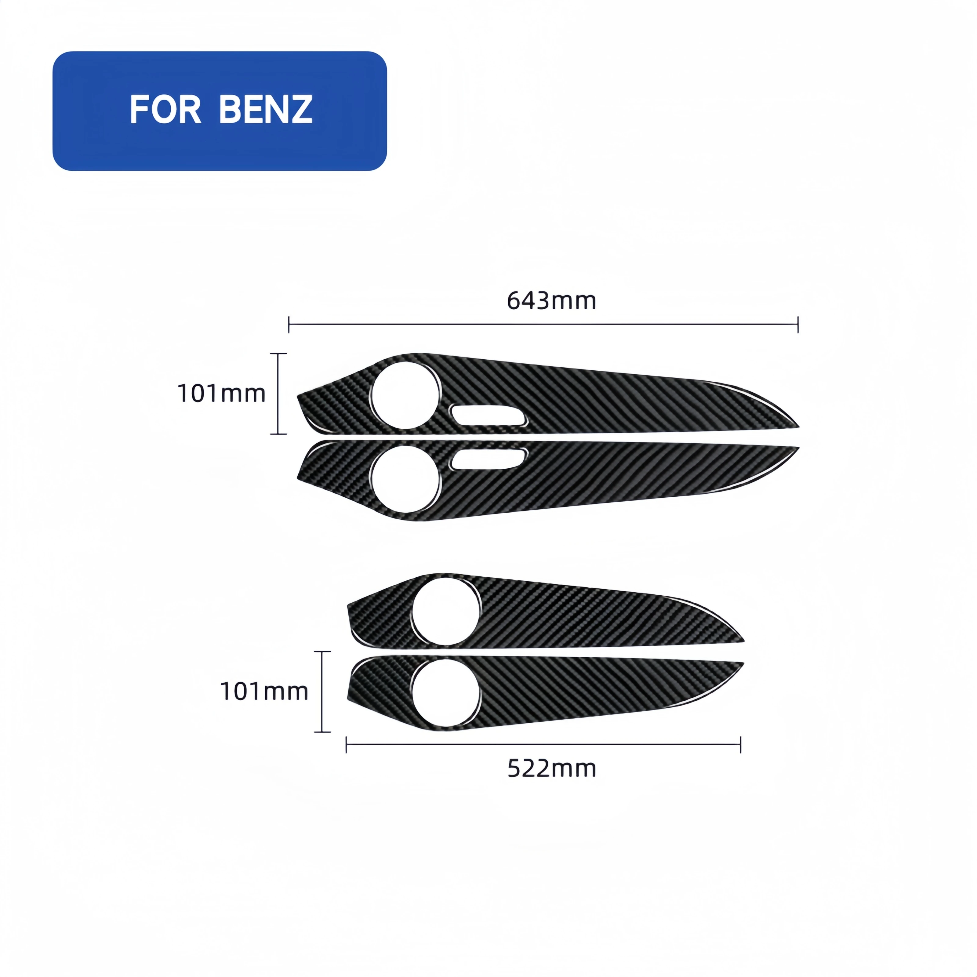 لمرسيدس W205 بنز GLC C الفئة 2014-2020 ألياف الكربون ديكور السيارات الداخلي كلا الجانب غطاء لوحة الباب ملصق الكسوة automleniuppa #5