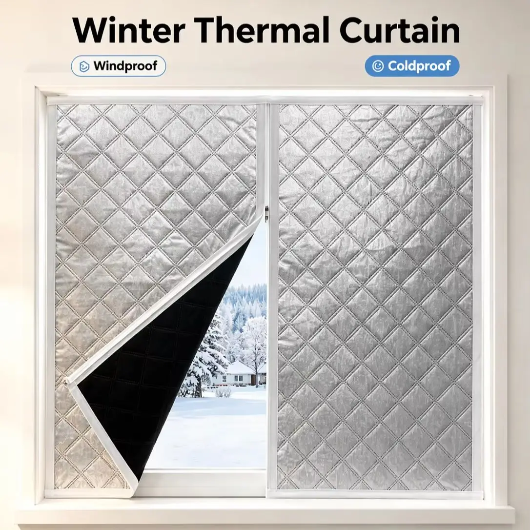 Gemütliche Winter- und Herbst-Thermovorhänge, Wärmedämmung, winddichte Abdichtung, Temperaturisolierung, Sonnen- und Schalldämmung, Mo – Detail 3