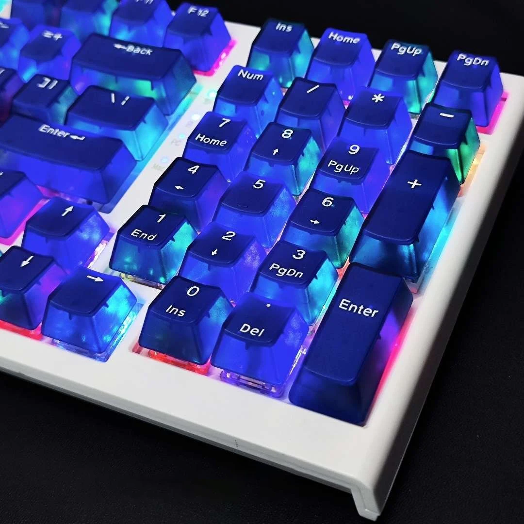 

Klein Blue Translucent Pudding Key caps 114 Keys RGB Backlit Doule Shot PBT Keycaps OEM Profile for MX Switches Gamer Keyboard