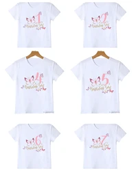 Kawaii Girls T-Shirt Funny Birthday Numbers 1-10 Yeas Old Butterfly Print Tshirt Kids Birthday Party Clothing Cute Girls Clothes