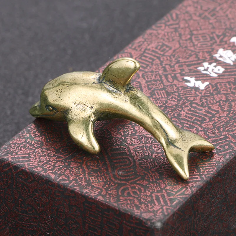 New Sea Animal dolphins Figurines Mini Retro Brass Office Desktop Crafts Ornament  Home Decorations Living Room Accessories