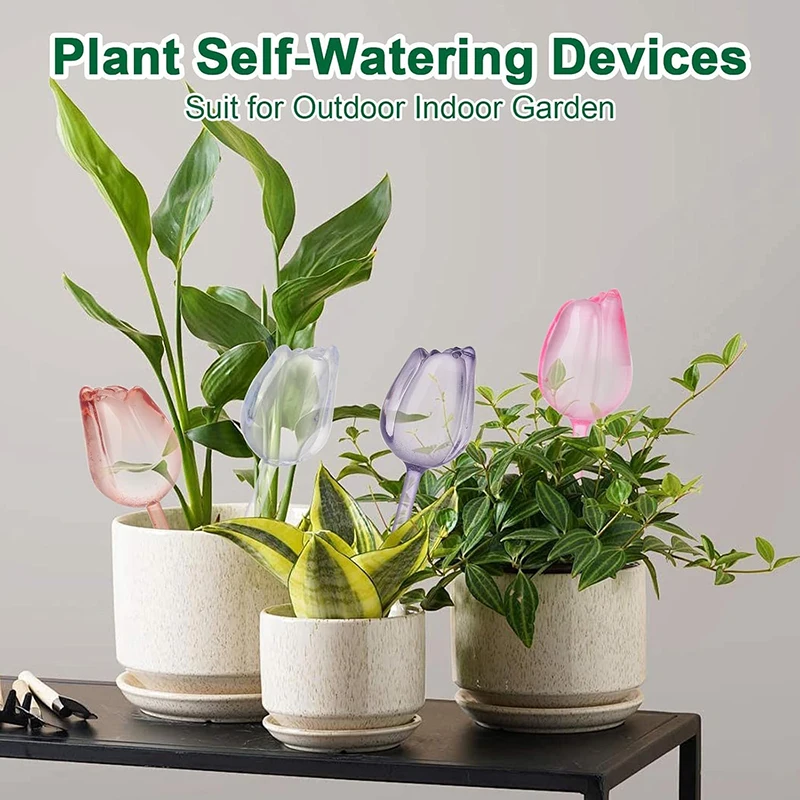 4pcs Tulip-Shaped Self-Watering Planters, Self-Watering Planter Inserts, Automatic Plant Watering Devices for Indoor Outdoor