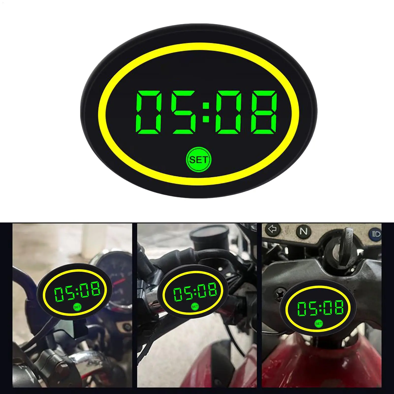 Motorcycle Digital Clock Small Waterproof LED Motorbike Digital Clock Voltage Gauge For Women Teens Cycling Enthusiasts