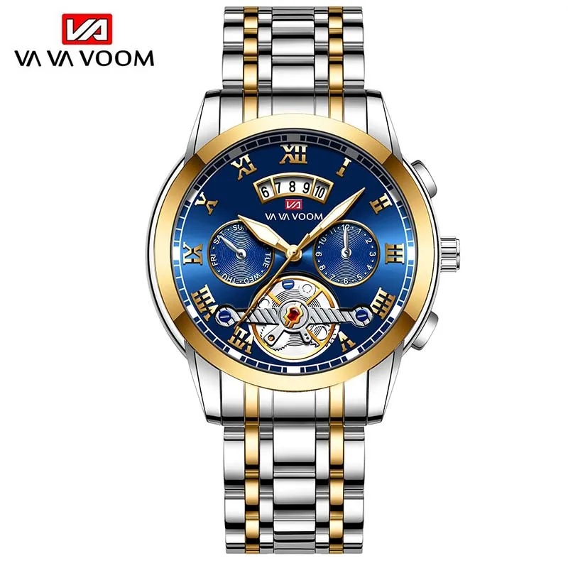 Roman Numerals Sport Watches For Men Luxury Cool Dial Calendar Quartz Wristwatch Stainless Steel Luminous Waterproof Reloj Hombr