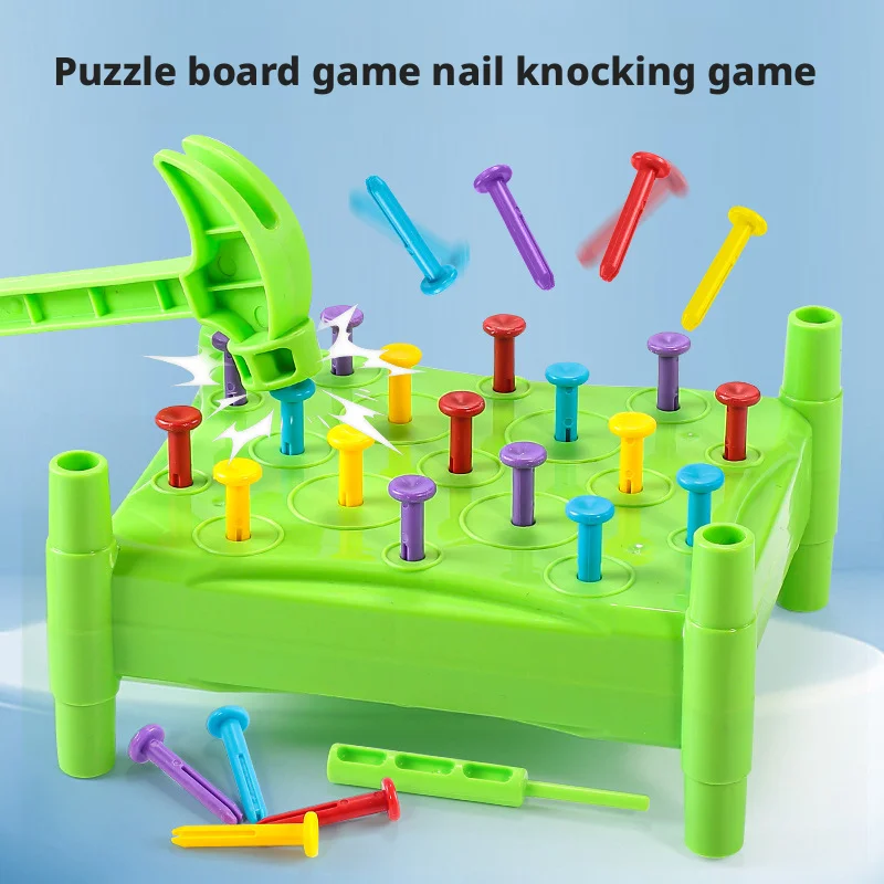 Kids Nails Wooden Hammer Toy Children Fine Motor Training Sensory Game Color Cognition Set Educational Toy For Autistic Kids