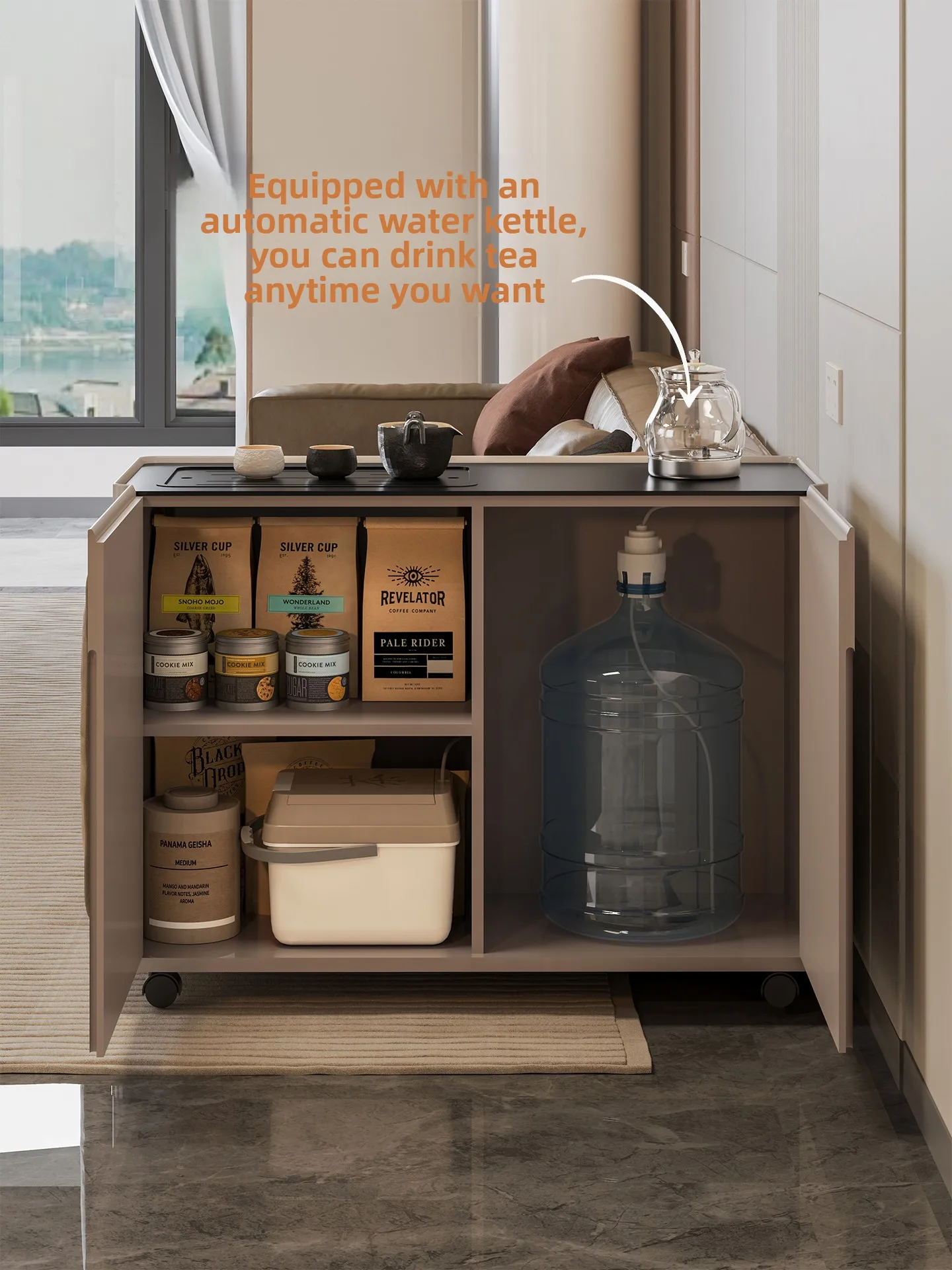 LMM removable sofa side few small tea table light luxury side cabinet tea cabinet boiling water integrated