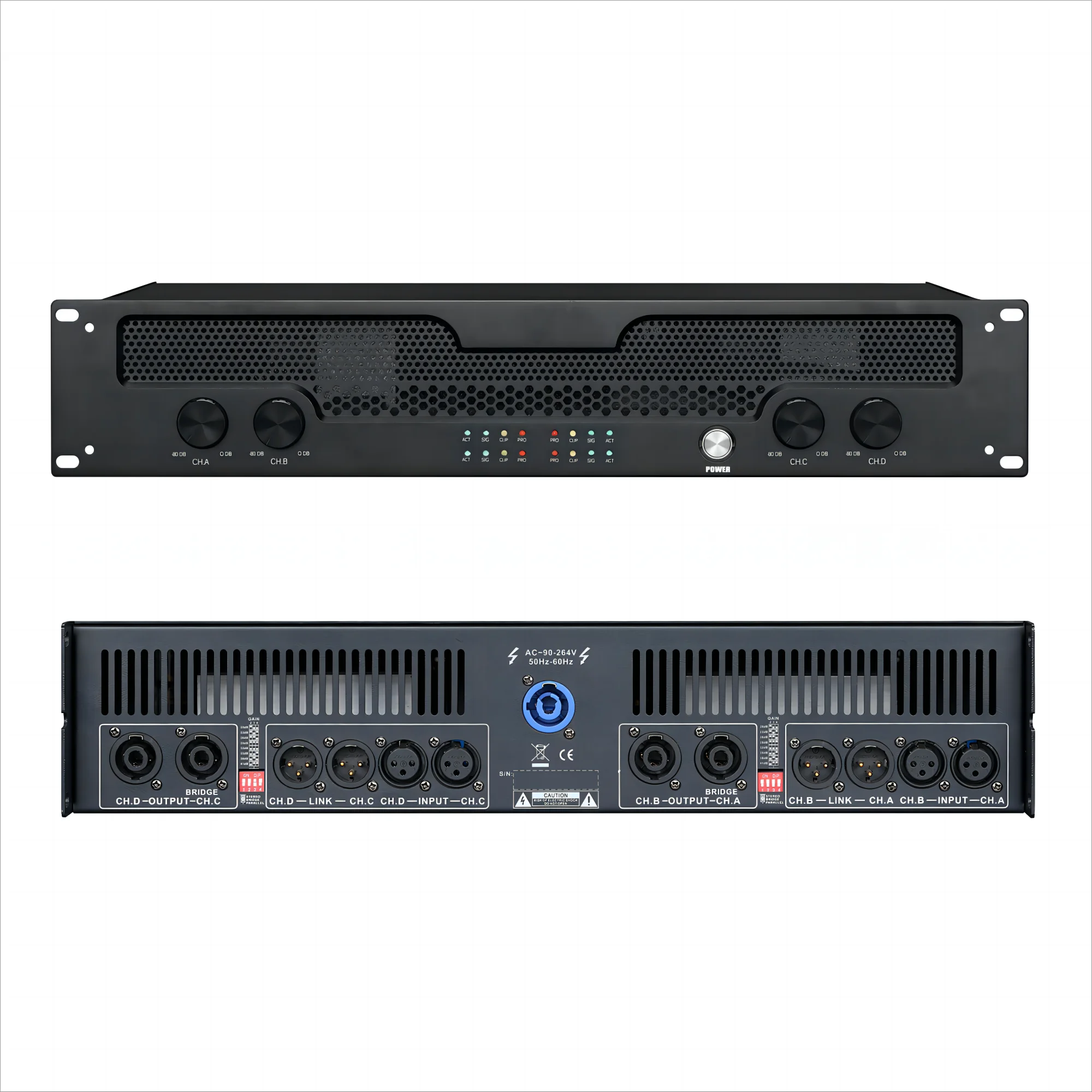 DM Professional 4 Channel Class d 2U Digital Audio Power Amplifier Sound Equipment for Outdoor Stage Performance KTV Conference