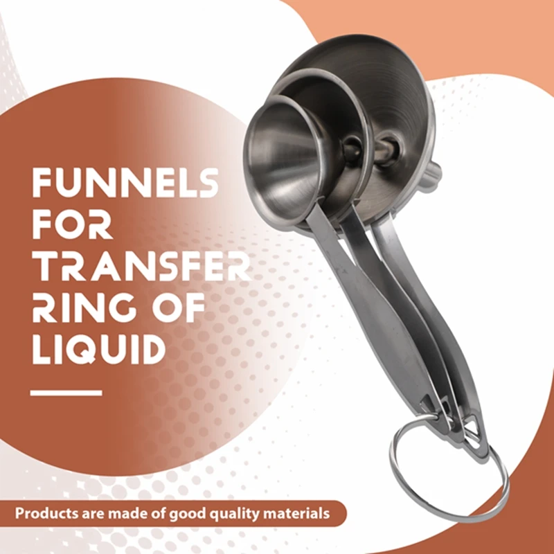 T78C-3-en-1-Funnels-para llenar botellas-Acero inoxidable-Pequeño-Cuocina-Funnel-Set-Para transferir-Esencial-Oleos-Liquidos
