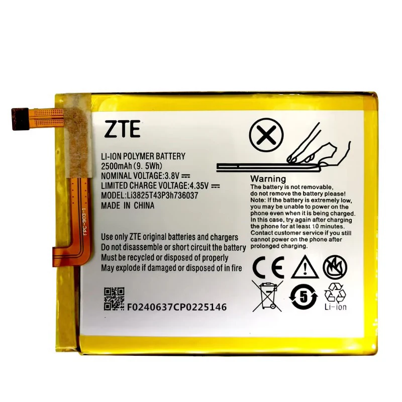 100% new original 3.8V 2500mAh Li3825T43P3h736037 For ZTE BV0720 / ZTE Blade A2 / ZTE Blade V7 Lite Dual SIM Battery +tool