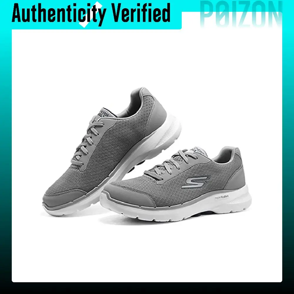 Skechers Go Walk 6 Cushioning Abrasion Resistant Breathable Low top Casual Shoes Men's Gray 216268-GRY view 4