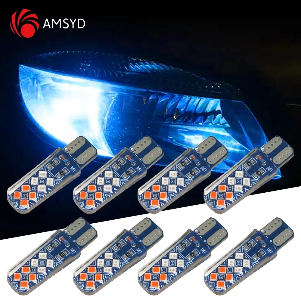 10PCS W5W LED Bulbs 194 168 T10 COB 16SMD Strobe Flash Car Clearance Wedge Lamp License Light Multi Color Auto Indicator Bulb