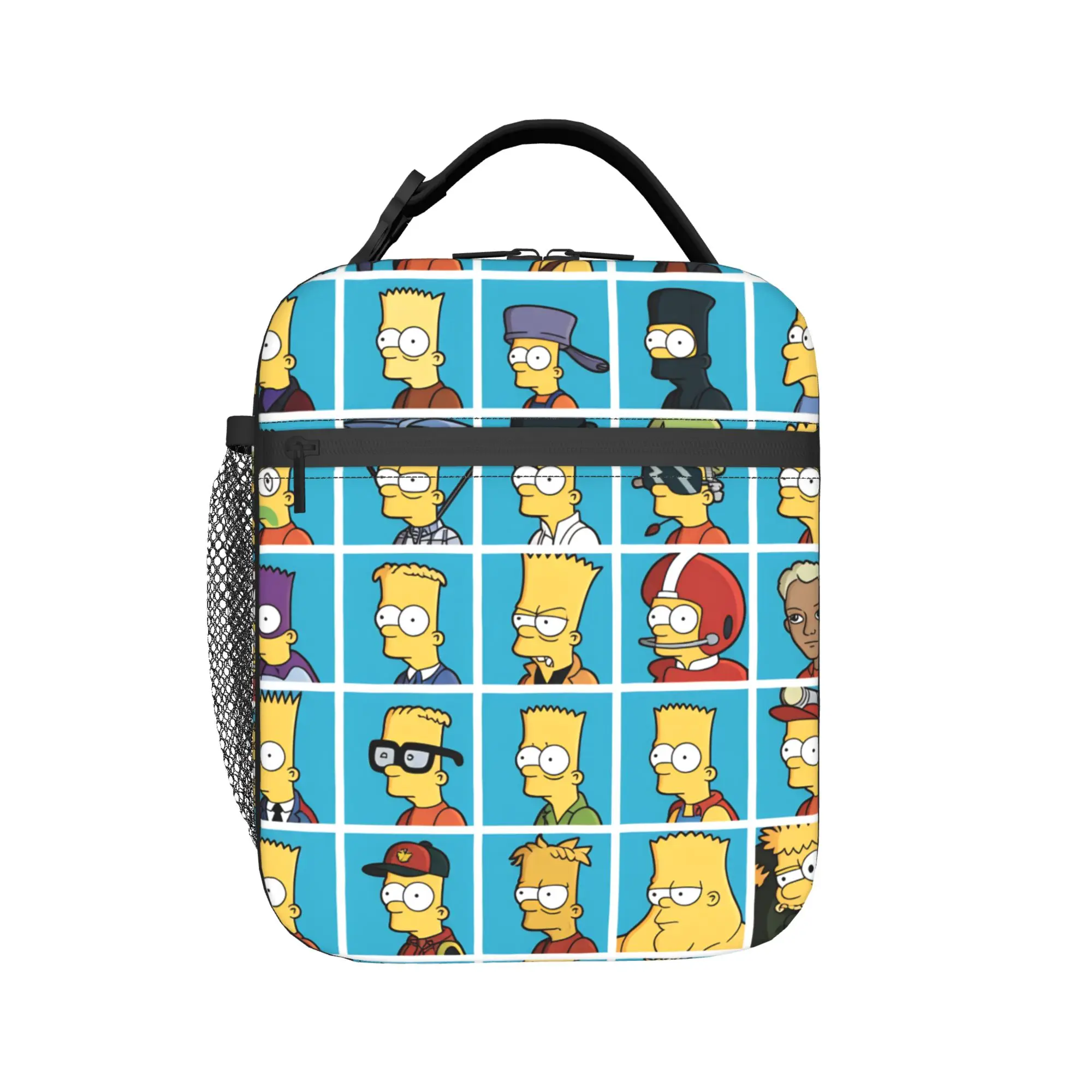 S-Simpsons Bart Cartoon Lunch Bag  Funny Lunch Box Picnic Portable Zipper Thermal Lunch Bags For Child Oxford Graphic Cooler Bag