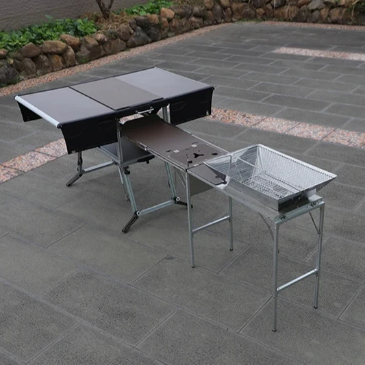 

Camp Aluminum Kitchen and Rv Kitchen Bulin C650-BBQ Outdoor Equipped Picnic Table Folding Camping Stove Camping Mobile Kitchen