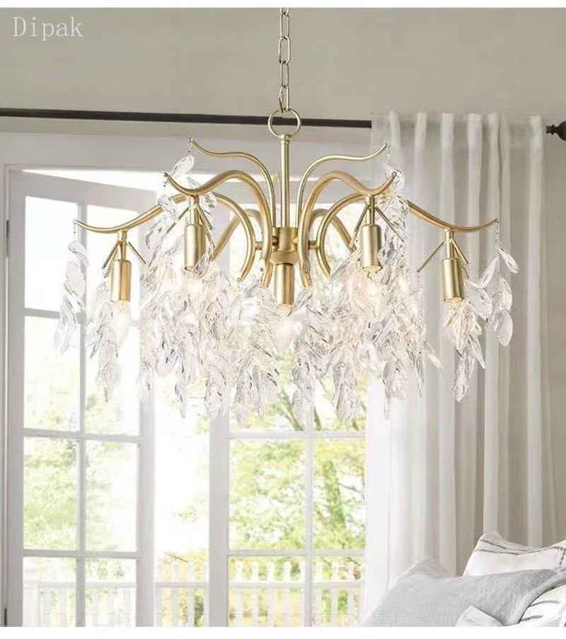 

Golden taste, high-end feeling, branch shaped chandelier LED crystal chandelier dining room bedroom kitchen hotel villa