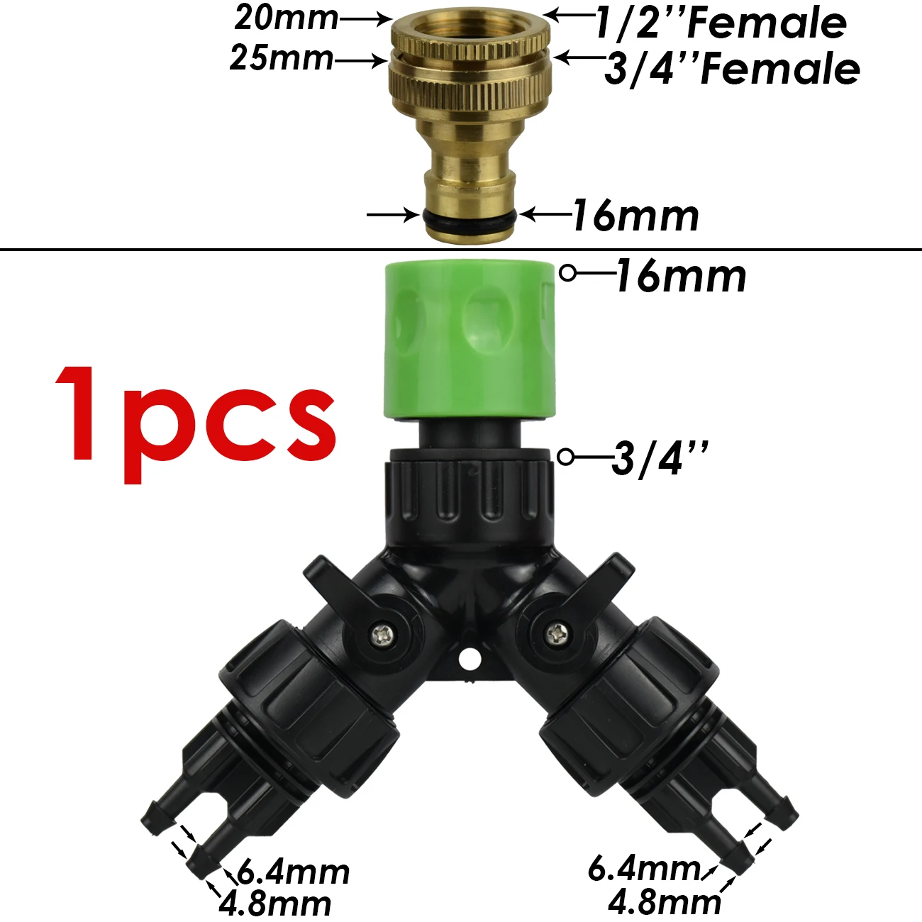 KESLA الحنفية محول خرطوم 2-Way 4-Way الفاصل محول موصل 1/2 ''3/4'' إلى 1/4 ''3/8'' 16 مللي متر الأنابيب اذع أنابيب حديقة أداة #6