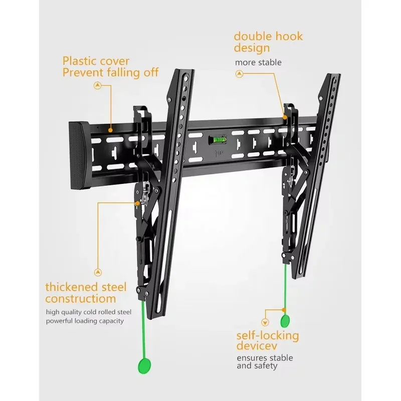 Adjustable Angle Universal TV Wall Mount Bracket, Fixed Flat Panel TV Support VESA Compatible Easy Installation