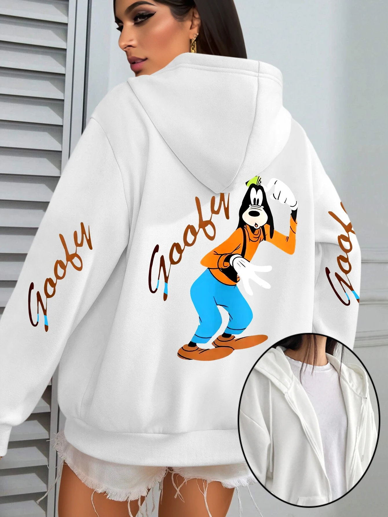 Disney Goofy Minnie Mickey Couple Zipper Hoodies Fleece Sweatshirt Fleece Women's Men Cotton Autumn Winter Pullover Oversized