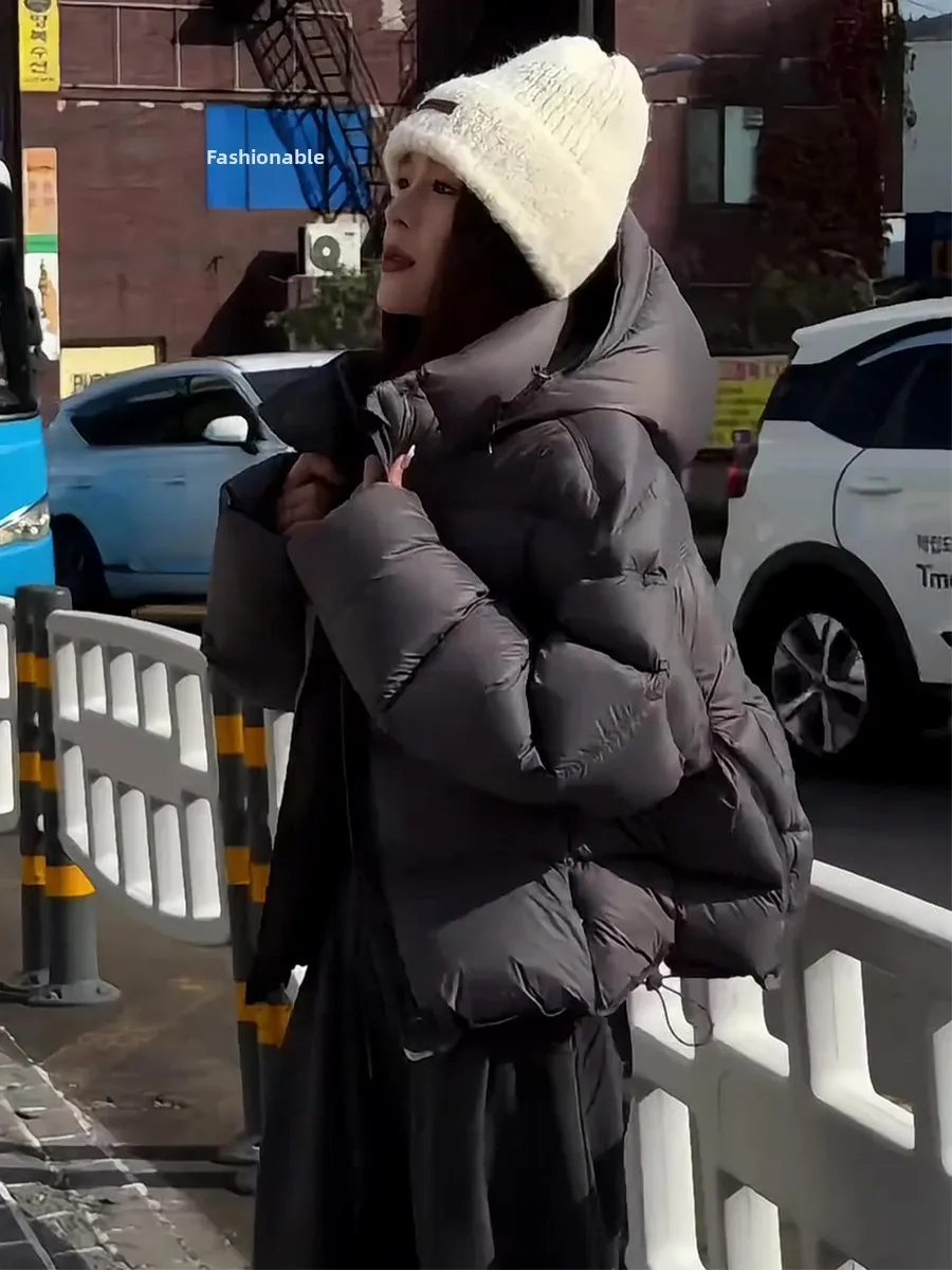 

Casual Sle Hooded ort Du down Jaet Women Thiened Warm Ci Leisure Windproof Design Pure Color Zipper Closure Coat