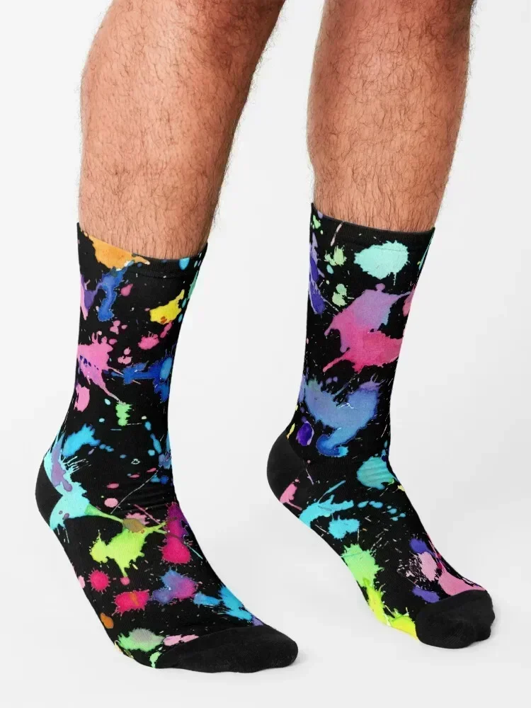 Black Background Paint Splatter Socks aesthetic tennis Men's Men Socks Luxury Brand Women's