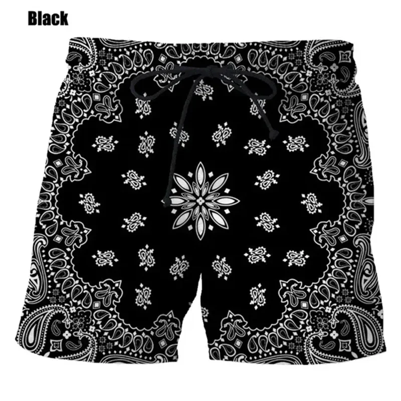 New Bandana Pattern Men And Women 3D Printed Harajuku Style Beach Shorts Fashion Water Sports Fitness Pants Surfboard Shorts