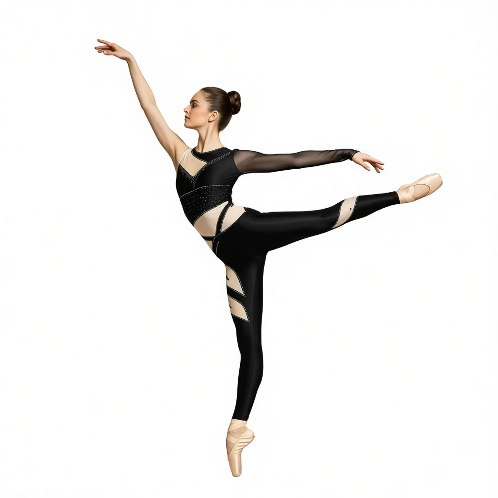 女性光沢のあるラインストーンアクロバット体操レオタードワンピースユニタードシングルスリーブジャンプスーツバレエフィギュアスケートダンス衣装