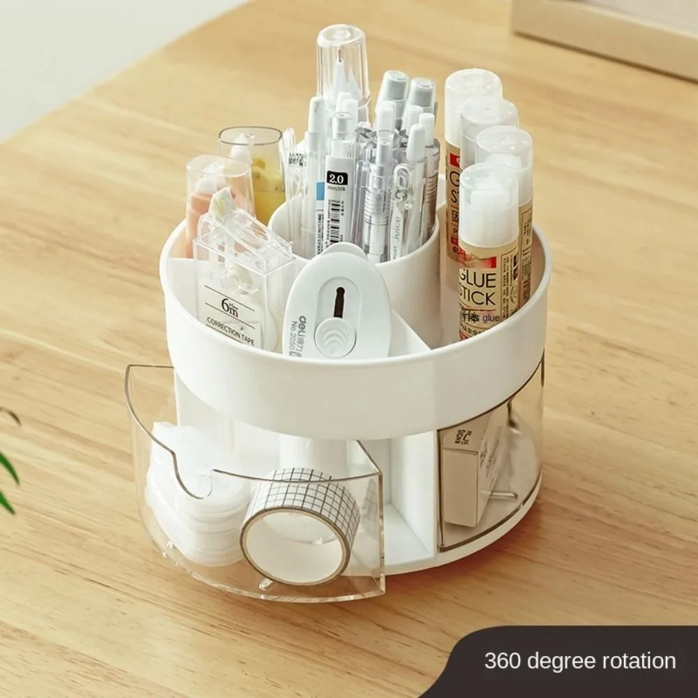 Storage Box 360° Rotating Pen Holder Stationery Dust-proof Makeup Brush Holder Waterproof Large-capacity Pen Pencil Organizer