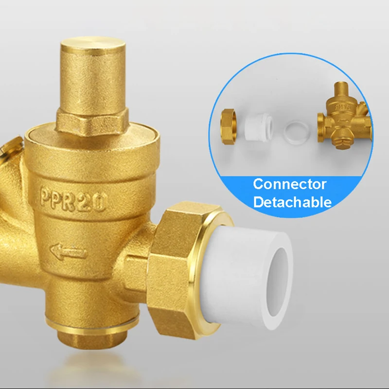 PPR Brass Pressure Reducing Valve Adjustable Pressure Double Live Receiver Water Purifier Water Heater Regulator Valve