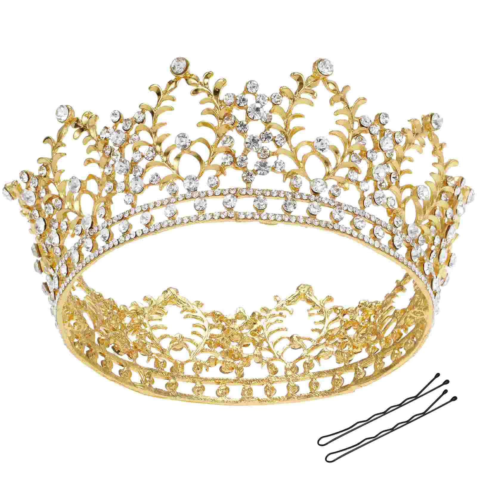 

FRCOLOR Vintage Crystal Rhinestone Bridal Crown Crystal Queen Tiara with Side Comb Glittering Jewelries Decoration for Wed