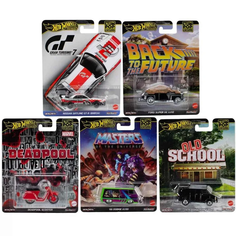 سلسلة Hot Wheels 1/64 Hxd63-J العودة إلى المستقبل Ford Nissangtr34 Dodge A100 ألعاب سيارات قابلة للجمع دييكاست هدايا للأطفال