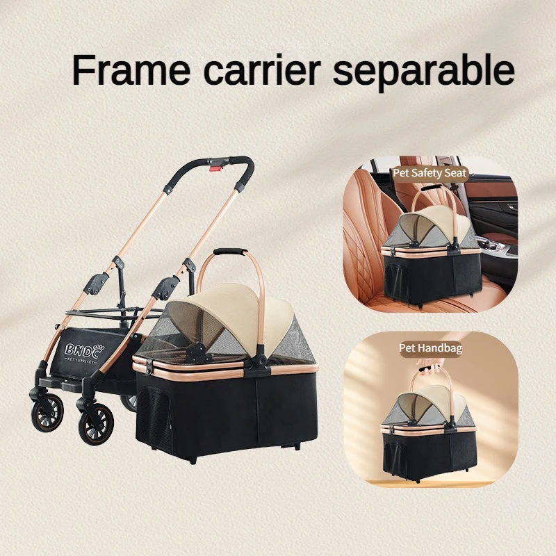 Detachable Pet Stroller Folding Pet Strollers  Cat and Dog Universal Large Space Comfortable Dog Stroller Pet Products